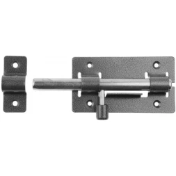 Задвижка накладная "ЗД-01" для дверей, корпус-порошковое покрыт/стержень-покрыт цинк, серебро, круг засов 14мм, 64х115мм 37772-1