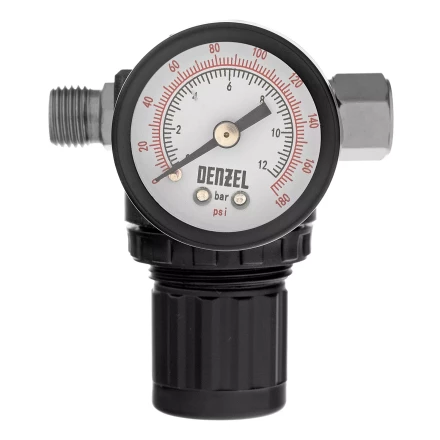 Регулятор давления с манометром Denzel R1500, 12 бар, 1/4", 57491 купить в Когалыме