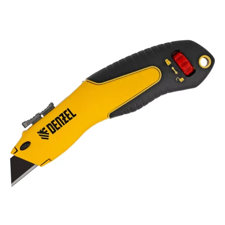 Нож Denzel, 19мм, сменное трапециевидное  лезвие, SK4, алюминиевый корпус, торцевой зажим купить в Когалыме