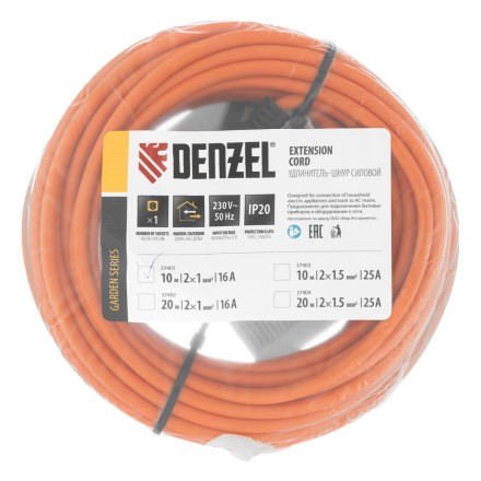 Удлинитель-шнур силовой Denzel Garden Series, б/з, ПВС, 10м, 1 розетка, 2 x 1 мм, 3 м, 37401 купить в Когалыме