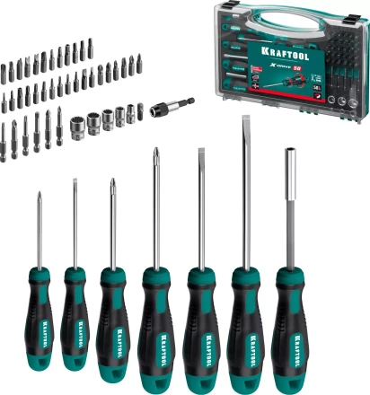 Набор: отвертки X-Drive с кованым хромомолибденованадиевым стержнем SlimFit, ситема насечек NSS, двухкомпонентная рукоятка 25815 купить в Когалыме