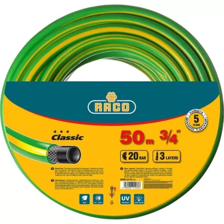 Шланг RACO CLASSIC поливочный, 20атм., армированный, 3-х слойный, 3/4"х50м 40306-3/4-50_z01 купить в Когалыме