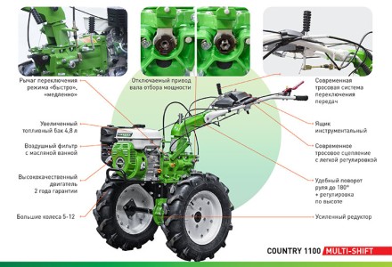Мотоблок бензиновый AURORA COUNTRY 1100 MULTI-SHIFT купить в Когалыме
