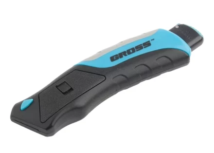 Нож ремонтно-монтажный, трехкомпонентная рукоятка, кнопочный авто выброс/возврат лезвия, 175 мм + 5 з.л GROSS 78879 купить в Когалыме