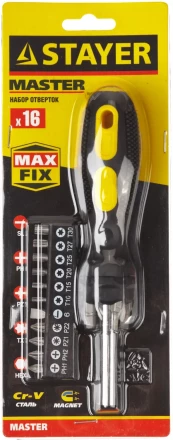 Набор STAYER "MASTER": Отвертка-битодержатель, биты 25мм 15шт, 16 предметов 2545-H5_z01 купить в Когалыме