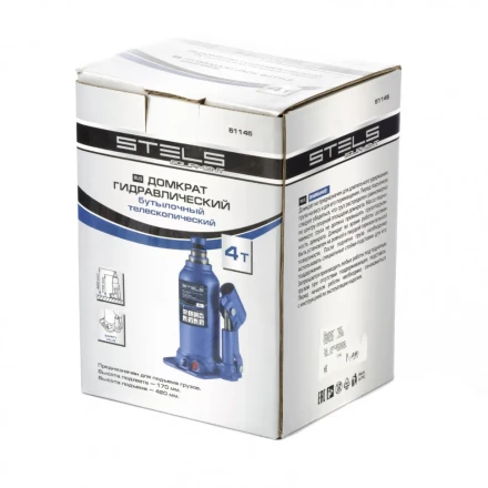 Домкрат гидравлический бутылочный телескопический 4 т подъем 170-420 мм Stels 51145 купить в Когалыме