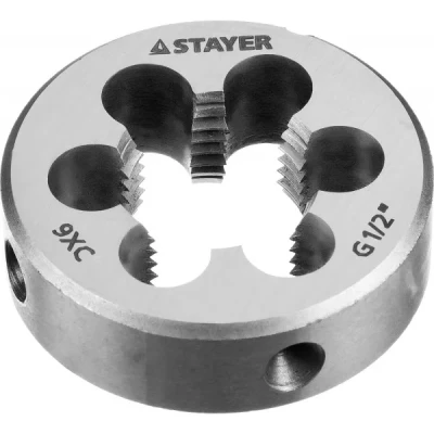 Плашка круглая ручная STAYER "MASTER", сталь 9ХС, для трубной резьбы G 1/2`` 28029-1/2
