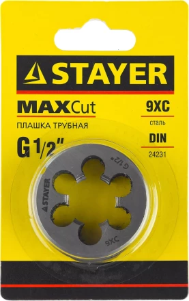 Плашка круглая ручная STAYER "MASTER", сталь 9ХС, для трубной резьбы G 1/2`` 28029-1/2 купить в Когалыме