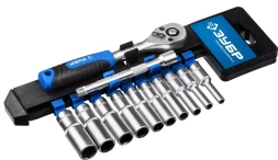 ЗУБР ТМ-12У, 12 предм., (1/4), набор торцовых головок, Профессионал (27651-H12)
