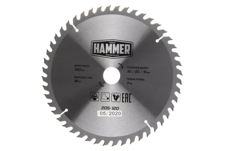 Диск пильный твердосплавный HAMMER Ф250х30мм 48зуб. купить в Когалыме