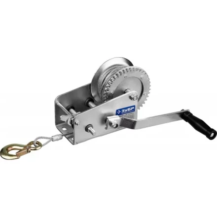 Лебедка ручная барабанная ЗУБР "ПРОФЕССИОНАЛ", тяговая, тросовая, 0.9 т, 8 м 43113-0.9_z01 купить в Когалыме