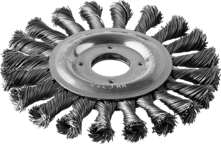 ЗУБР "ПРОФЕССИОНАЛ". Щетка дисковая для УШМ, плетеные пучки стальной проволоки 0,5мм, 125х22мм 35190-125_z02 купить в Когалыме