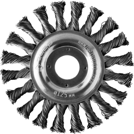 ЗУБР "ПРОФЕССИОНАЛ". Щетка дисковая для УШМ, плетеные пучки стальной проволоки 0,5мм, 125х22мм 35190-125_z02 купить в Когалыме