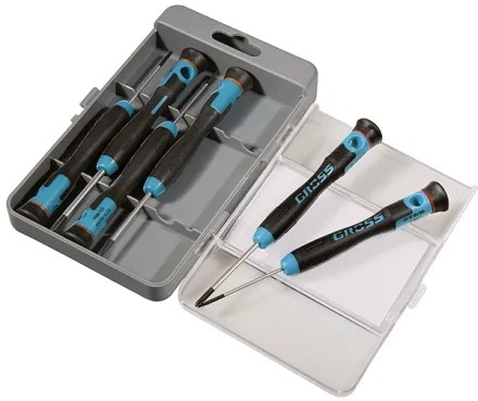 Набор отверток для точной механики,  CrMo, двухкомпонентные рукоятки, 6шт., пласт. бокс  GROSS 13347 купить в Когалыме