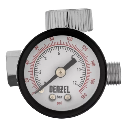 Регулятор давления с манометром для краскораспылителя Denzel K1500, 12 бар, 1/4", 57001 купить в Когалыме