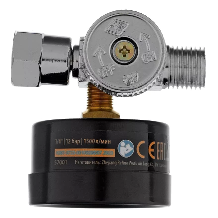 Регулятор давления с манометром для краскораспылителя Denzel K1500, 12 бар, 1/4", 57001 купить в Когалыме