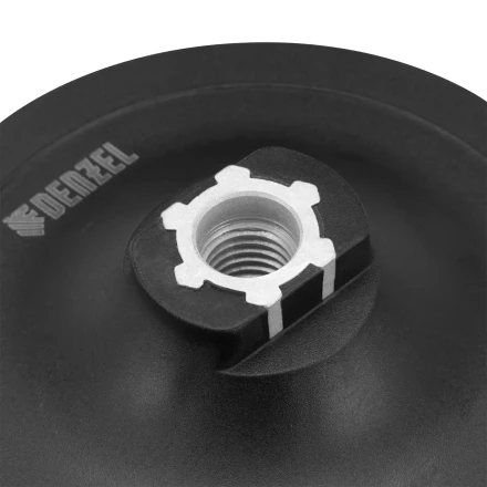 Тарелка опорная для дрели и УШМ с липучкой, 150 мм, стандартная, с адаптером c М14 на d8 Denzel 76252 купить в Когалыме