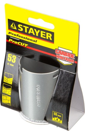 Коронка STAYER &quot;PROFESSIONAL&quot; кольцевая с карбидно-вольфрамовой крошкой, d=53мм 33345-53 купить в Когалыме