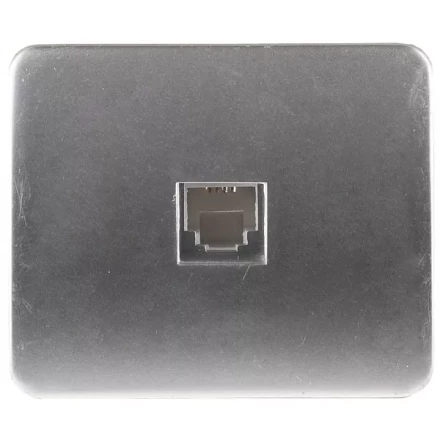 Розетка СВЕТОЗАР "ГАММА" телефонная, одинарная, без вставки и рамки, цвет светло-серый металлик SV-54117-SM купить в Когалыме