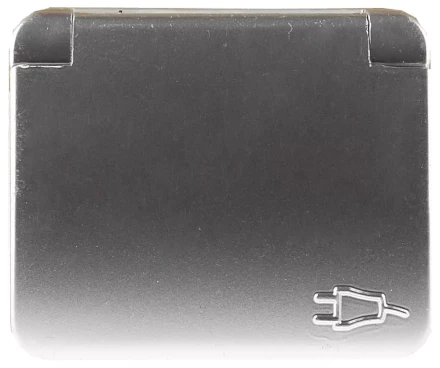 Розетка СВЕТОЗАР "ГАММА" с заземлением, одинарная с крышкой, без вставки и рамки, цвет светло-серый металлик, 16А/~250В SV-54110-SM купить в Когалыме