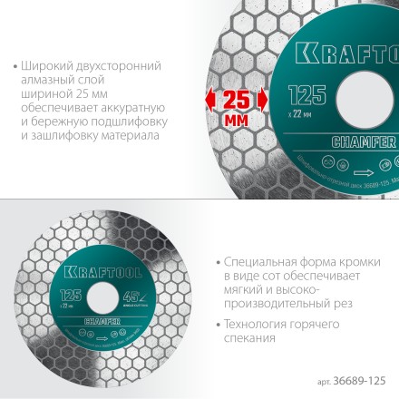 Шлифовально-отрезной алмазный диск CHAMFER 36689-125 купить в Когалыме