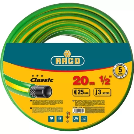 Шланг RACO CLASSIC поливочный, 25атм., армированный, 3-х слойный, 1/2"х20м 40306-1/2-20_z01 купить в Когалыме