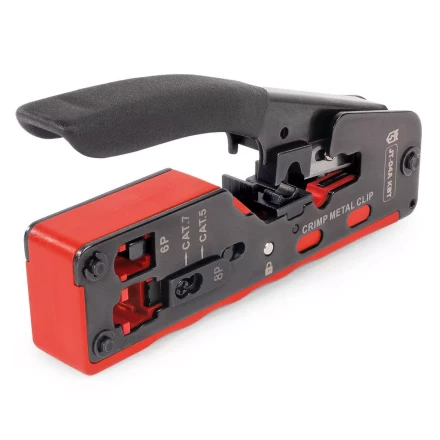 Кримпер многофункциональный КВТ JT-04А с 2 встроенными модулями для обжима RJ-45 (Cat 7), RJ-12, RJ-11 (89439) купить в Когалыме