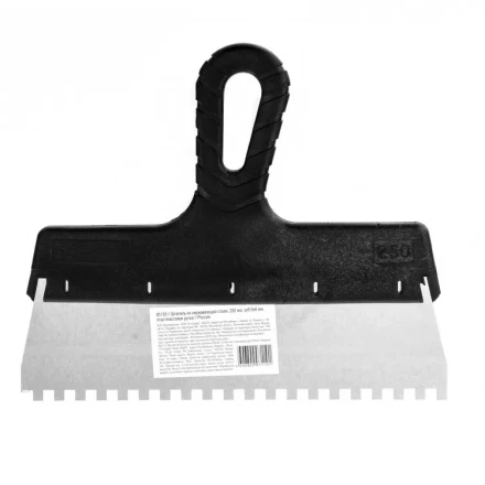 Шпатель из нержавеющей стали 250 мм зуб 6 х 6 мм пластмассовая ручка 85139 купить в Когалыме