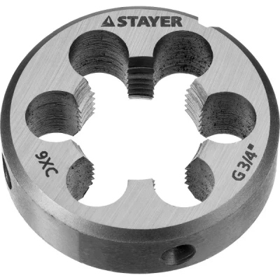 Плашка круглая ручная STAYER "MASTER", сталь 9ХС, для трубной резьбы G 3/4`` 28029-3/4