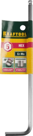 Ключ KRAFTOOL &quot;INDUSTRIE&quot; имбусовый, длинный c шариком, Cr-Mo, хромосатинированное покрытие, HEX 5 27437-5 купить в Когалыме