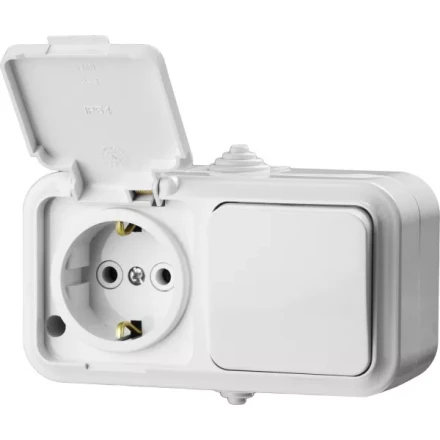 Блок STAYER "MASTER" "MAXIMA" розетка одноместная с заземлением и защитной крышкой, IP54, 16А, 220В, и выключатель одноклавишный, IP54, 10А, 220В 54311-W купить в Когалыме