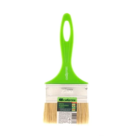 Кисть флейцевая "Евро", 75 x 8, натуральная щетина, пластиковая ручка Сибртех 83303 купить в Когалыме