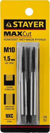 Комплект метчиков STAYER &quot;MASTER&quot;, сталь 9ХС, М10х1,5, 2 шт 28025-10-1.5-H2 купить в Когалыме