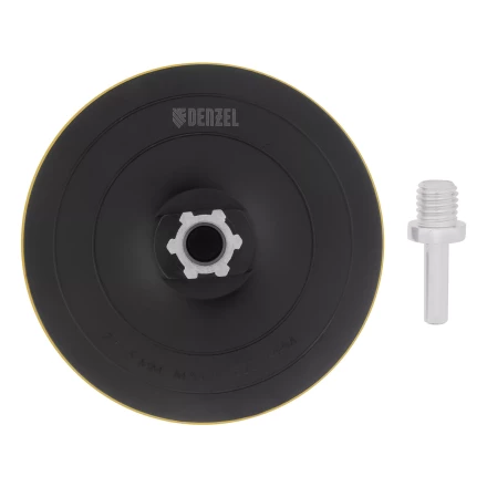 Тарелка опорная для дрели и УШМ с липучкой, 115 мм, твердая, с адаптером c М14 на d8 Denzel 76253 купить в Когалыме
