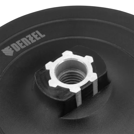 Тарелка опорная для дрели и УШМ с липучкой, 115 мм, твердая, с адаптером c М14 на d8 Denzel 76253 купить в Когалыме