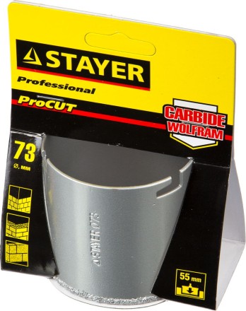 Коронка STAYER &quot;PROFESSIONAL&quot; кольцевая с карбидно-вольфрамовой крошкой, d=73мм 33345-73 купить в Когалыме
