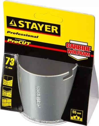 Коронка STAYER "PROFESSIONAL" кольцевая с карбидно-вольфрамовой крошкой, d=73мм 33345-73 купить в Когалыме