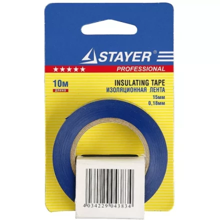 Изолента, STAYER Profi 12292-B-15-10, ПВХ, на карточке, 15мм х 10м х 0,18мм, синяя 12292-B-15-10 купить в Когалыме