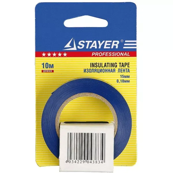 Изолента, STAYER Profi 12292-B-15-10, ПВХ, на карточке, 15мм х 10м х 0,18мм, синяя 12292-B-15-10 купить в Когалыме