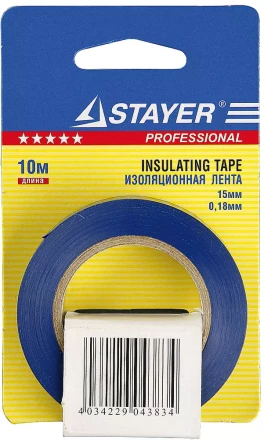 Изолента, STAYER Profi 12292-B-15-10, ПВХ, на карточке, 15мм х 10м х 0,18мм, синяя 12292-B-15-10 купить в Когалыме