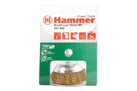 Кордщетка HAMMER чаша 75мм для дрели гофрированная латунированная сталь (207-202) купить в Когалыме