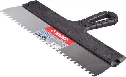 Шпатель ЗУБР "МАСТЕР" ФАСАДНЫЙ, нержавеющее полотно, 350мм, зуб 6х6мм 10078-35-06 купить в Когалыме