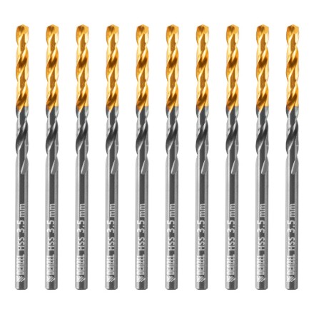 Сверло по металлу, 3,5 мм, HSS-Tin, Golden Tip, 10 шт. Denzel 717207 купить в Когалыме