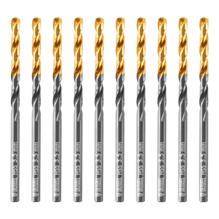 Сверло по металлу, 3,5 мм, HSS-Tin, Golden Tip, 10 шт. Denzel 717207 купить в Когалыме