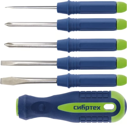 Отвертка со сменными насадками 5 штук CrV Сибртех артикул 13384 купить в Когалыме