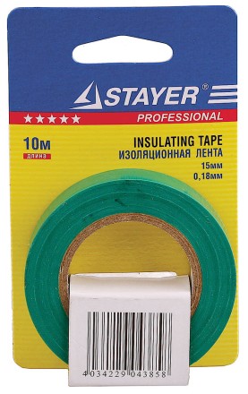 Изолента, STAYER Profi 12292-G-15-10, ПВХ, на карточке, 15мм х 10м х 0,18мм, зеленая 12292-G-15-10 купить в Когалыме