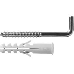 Дюбель ЗУБР "МАСТЕР" распорный полипропиленовый, тип "ЕВРО", в комплекте с шурупом-крюком, 12 х 60 / 8 х 85 мм, 2 шт 30676-12-60