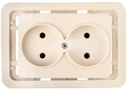 Розетка СВЕТОЗАР "ГАММА" двойная, цвет бежевый, 16А/~250В SV-54102-B купить в Когалыме