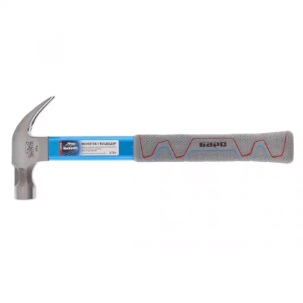 Молоток-гвоздодер 370г боек с магнитом фибергласовая обрезиненная рукоятка алюминиевая защита БАРС 10448 купить в Когалыме