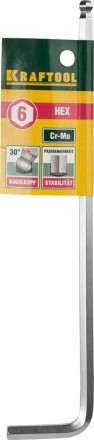 Ключ KRAFTOOL &quot;INDUSTRIE&quot; имбусовый, длинный c шариком, Cr-Mo, хромосатинированное покрытие, HEX 6 27437-6 купить в Когалыме